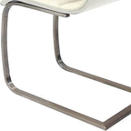 Set of Two White And Silver Faux Leather And Metal Dining Side Chairs