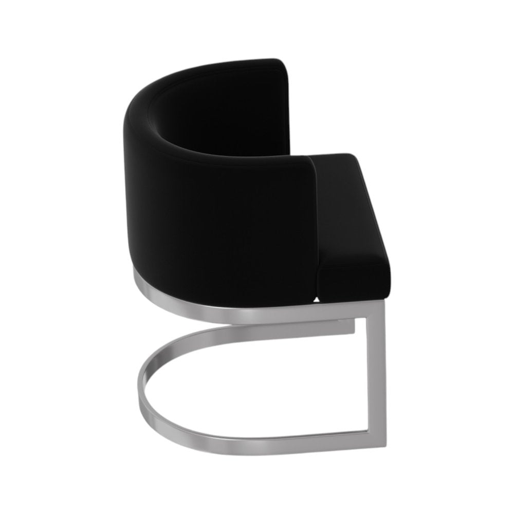 Black And Silver Fabric And Stainless Steel Wing Back Dining Side Chair