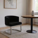 Black And Silver Fabric And Stainless Steel Wing Back Dining Side Chair