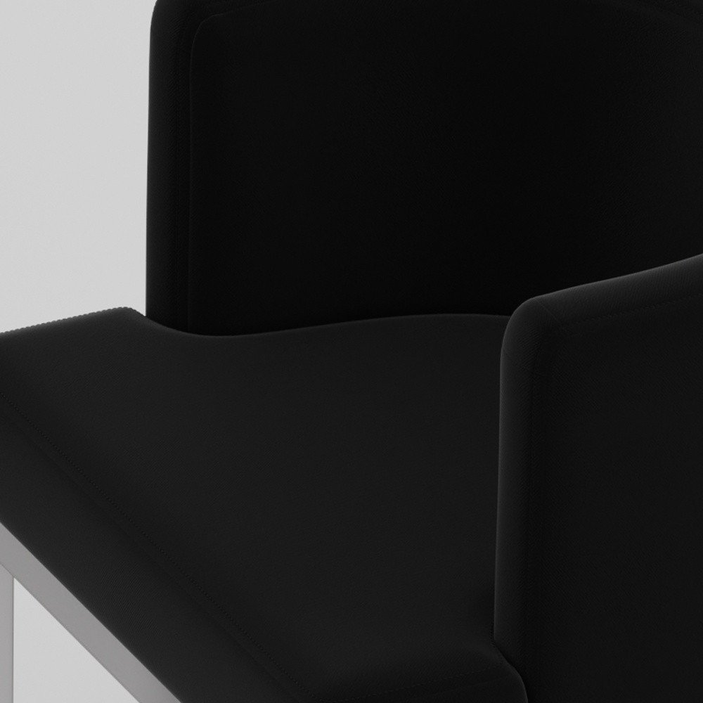 Black And Silver Fabric And Stainless Steel Wing Back Dining Side Chair