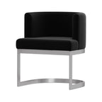 Black And Silver Fabric And Stainless Steel Wing Back Dining Side Chair