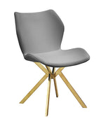 Set of Four Gray And Gold Faux Leather And Metal Dining Side Chairs