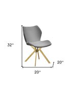 Set of Four Gray And Gold Faux Leather And Metal Dining Side Chairs