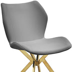 Set of Four Gray And Gold Faux Leather And Metal Dining Side Chairs