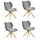 Set of Four Gray And Gold Faux Leather And Metal Dining Side Chairs