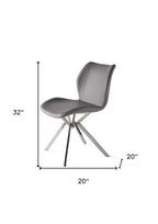 Set of Four Gray And Silver Faux Leather And Metal Dining Side Chairs
