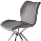 Set of Four Gray And Silver Faux Leather And Metal Dining Side Chairs