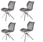 Set of Four Gray And Silver Faux Leather And Metal Dining Side Chairs