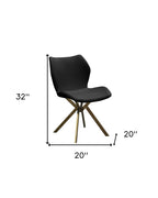 Set of Four Gray And Gold Faux Leather And Metal Dining Side Chairs