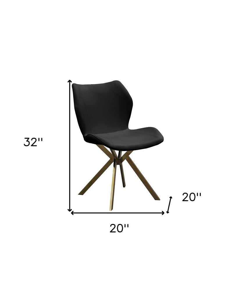 Set of Four Gray And Gold Faux Leather And Metal Dining Side Chairs