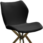 Set of Four Gray And Gold Faux Leather And Metal Dining Side Chairs