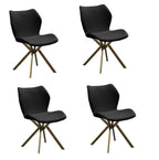 Set of Four Gray And Gold Faux Leather And Metal Dining Side Chairs