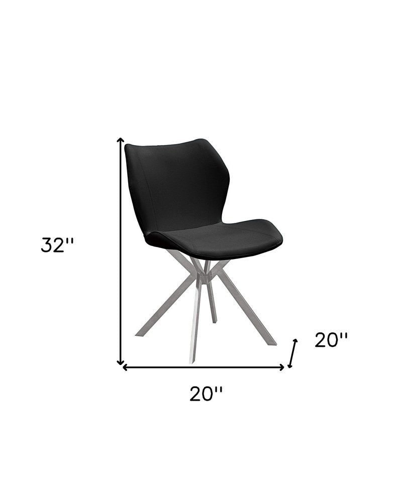 Set of Four Gray And Silver Faux Leather And Metal Dining Side Chairs