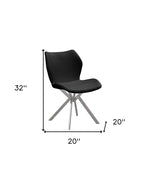 Set of Four Gray And Silver Faux Leather And Metal Dining Side Chairs