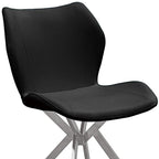 Set of Four Gray And Silver Faux Leather And Metal Dining Side Chairs