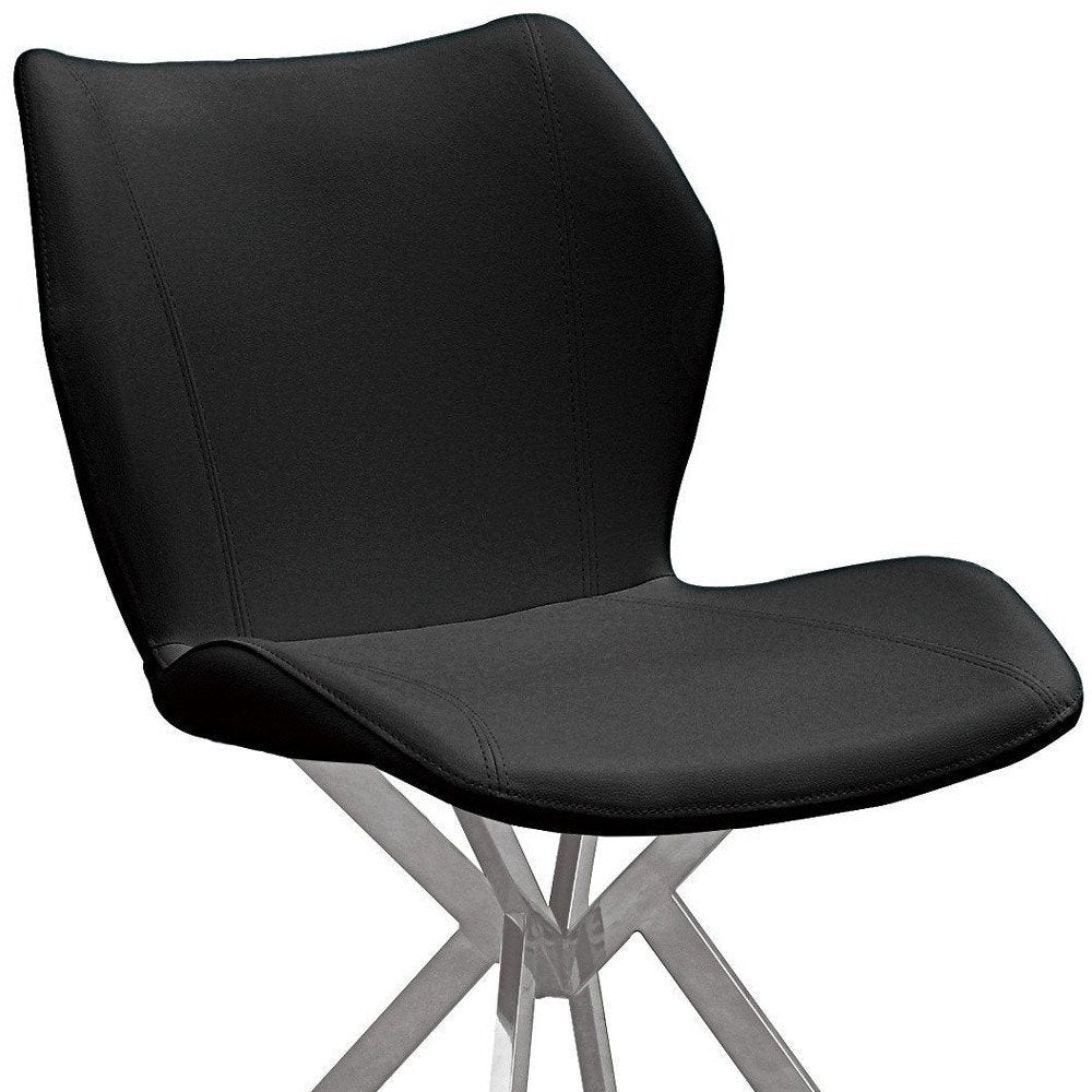 Set of Four Gray And Silver Faux Leather And Metal Dining Side Chairs