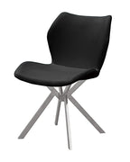 Set of Four Gray And Silver Faux Leather And Metal Dining Side Chairs