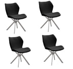 Set of Four Gray And Silver Faux Leather And Metal Dining Side Chairs