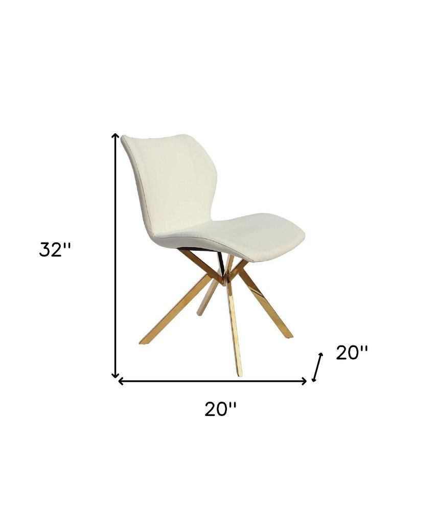 Set of Four Gray And Gold Faux Leather And Metal Dining Side Chairs