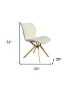 Set of Four Gray And Gold Faux Leather And Metal Dining Side Chairs