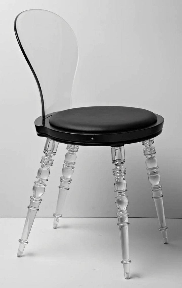 Black And Clear Faux Leather And Heavy Duty Plastic Dining Side Chair