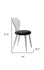 Black And Clear Faux Leather And Heavy Duty Plastic Dining Side Chair
