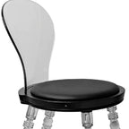 Black And Clear Faux Leather And Heavy Duty Plastic Dining Side Chair