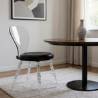 Black And Clear Faux Leather And Heavy Duty Plastic Dining Side Chair
