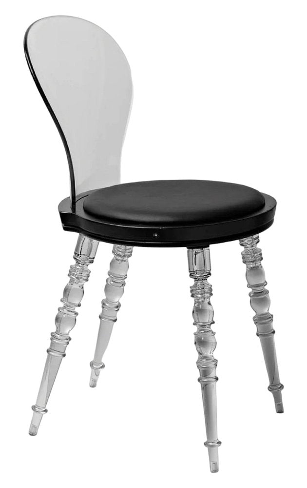 Black And Clear Faux Leather And Heavy Duty Plastic Dining Side Chair