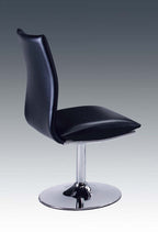 Set of Two Black And Silver Faux Leather And Metal Swivel Dining Side Chairs