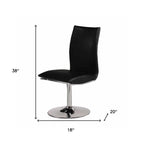 Set of Two Black And Silver Faux Leather And Metal Swivel Dining Side Chairs