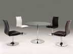 Set of Two Black And Silver Faux Leather And Metal Swivel Dining Side Chairs