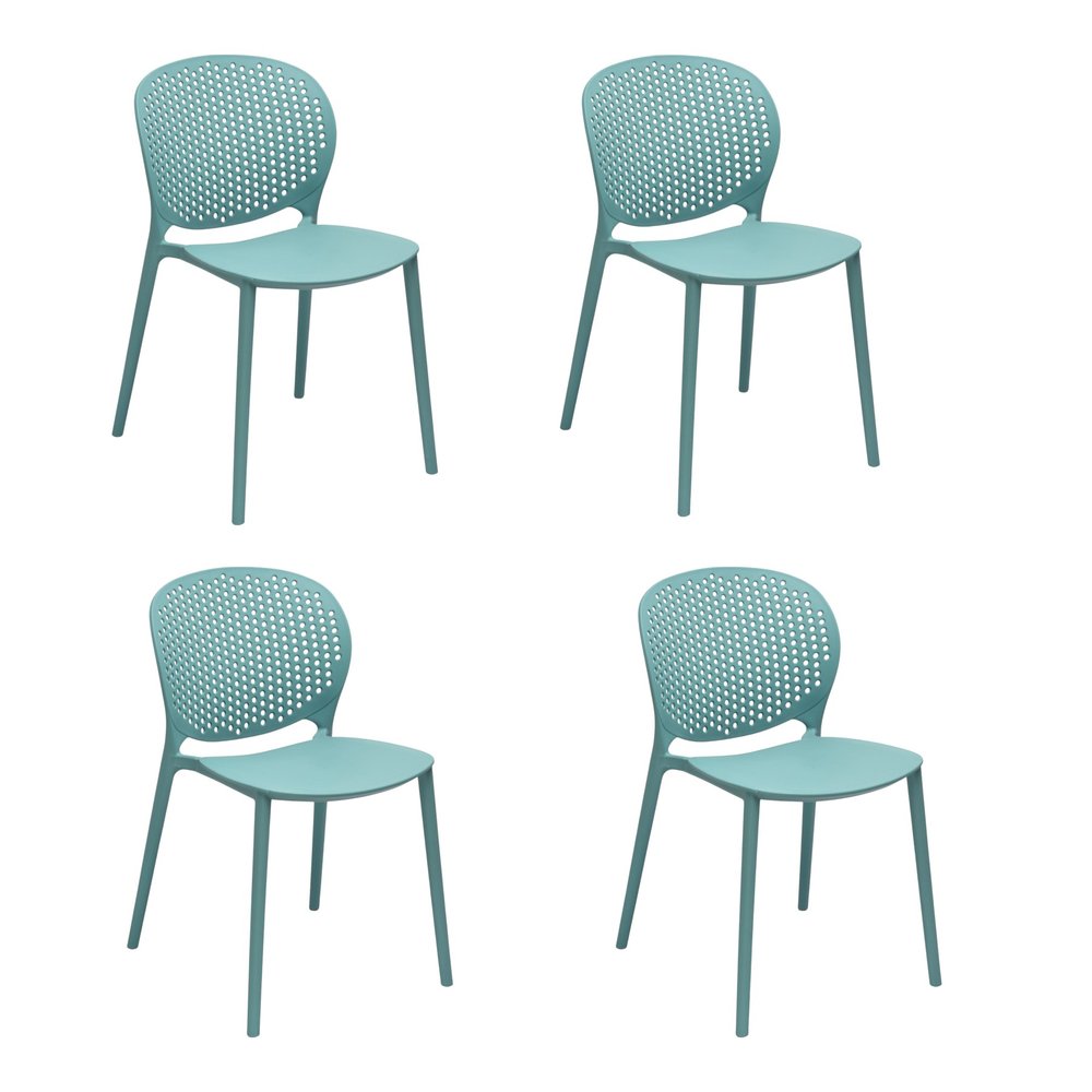 Set of Four Orange Heavy Duty Plastic Dining Side Chairs
