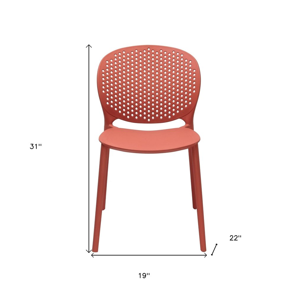 Set of Four Orange Heavy Duty Plastic Dining Side Chairs