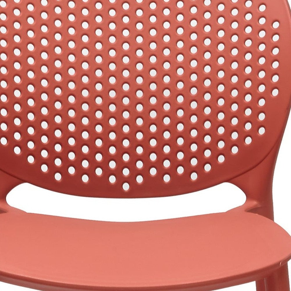 Set of Four Orange Heavy Duty Plastic Dining Side Chairs
