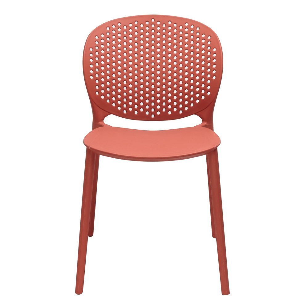 Set of Four Orange Heavy Duty Plastic Dining Side Chairs