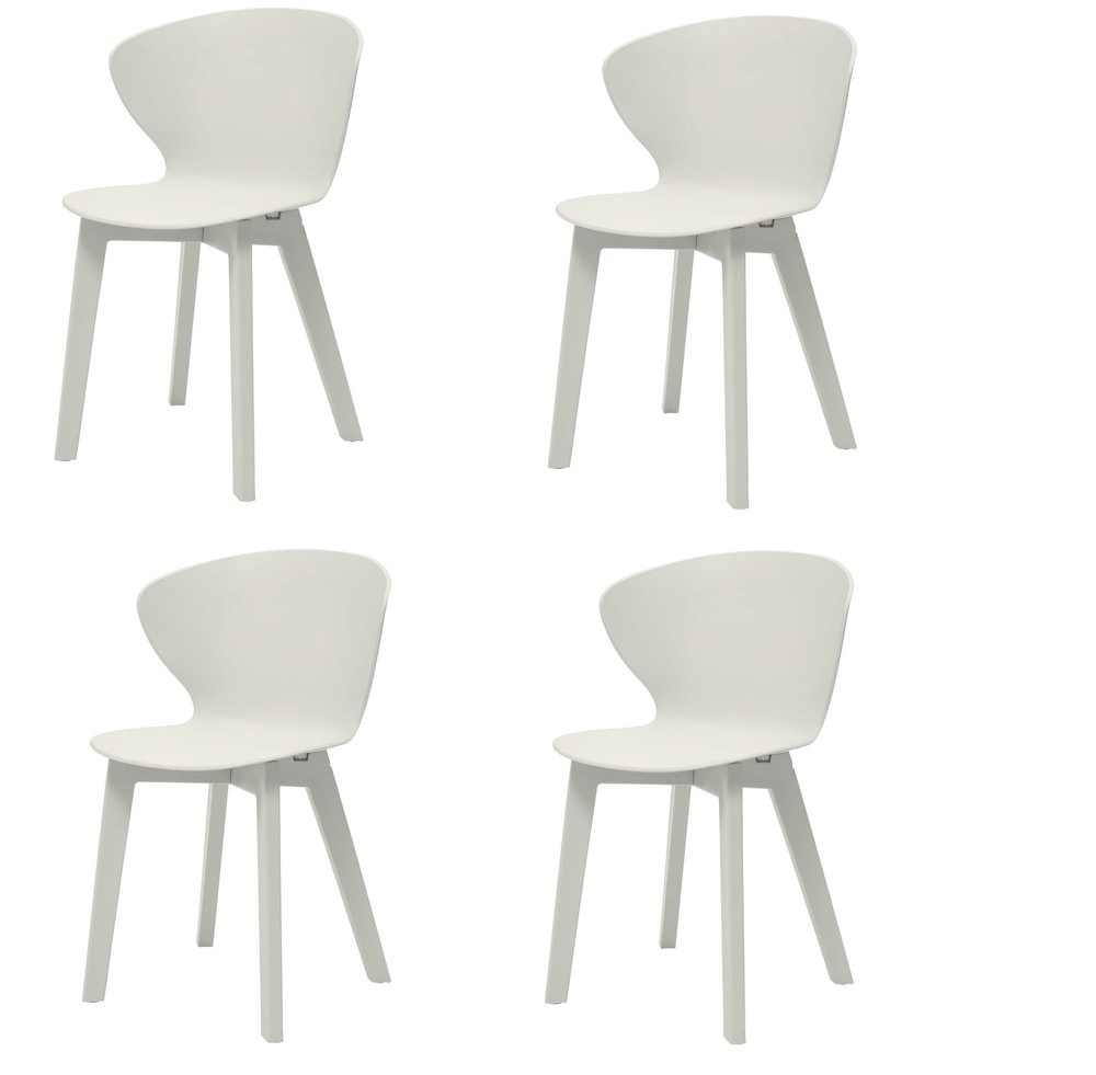 Set of Four White Heavy Duty Plastic Dining Side Chairs