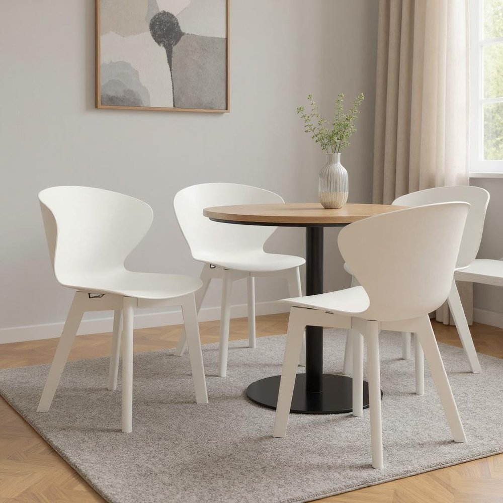 Set of Four White Heavy Duty Plastic Dining Side Chairs