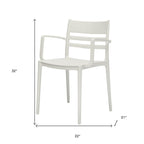 Set of Four White Heavy Duty Plastic Ladder Back Dining Arm Chairs