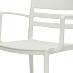 Set of Four White Heavy Duty Plastic Ladder Back Dining Arm Chairs
