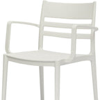 Set of Four White Heavy Duty Plastic Ladder Back Dining Arm Chairs