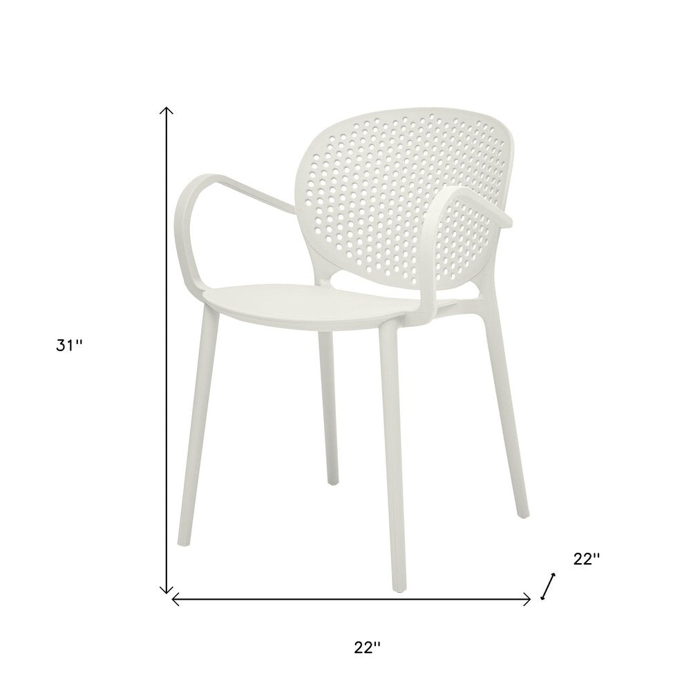 Set of Four Orange Heavy Duty Plastic Partially Open Back Dining Arm Chairs
