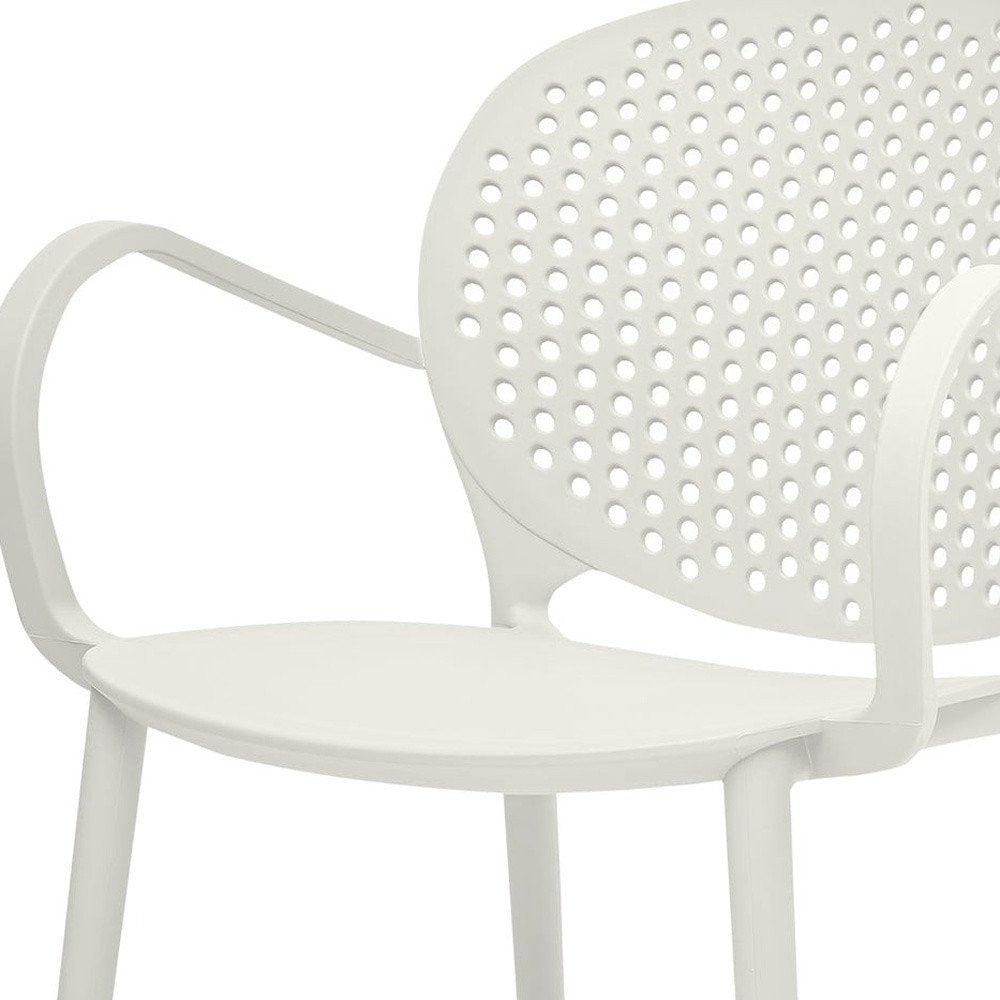 Set of Four Orange Heavy Duty Plastic Partially Open Back Dining Arm Chairs