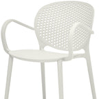 Set of Four Orange Heavy Duty Plastic Partially Open Back Dining Arm Chairs