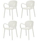 Set of Four Orange Heavy Duty Plastic Partially Open Back Dining Arm Chairs