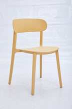 Set of Four Yellow Heavy Duty Plastic Open Back Dining Side Chairs