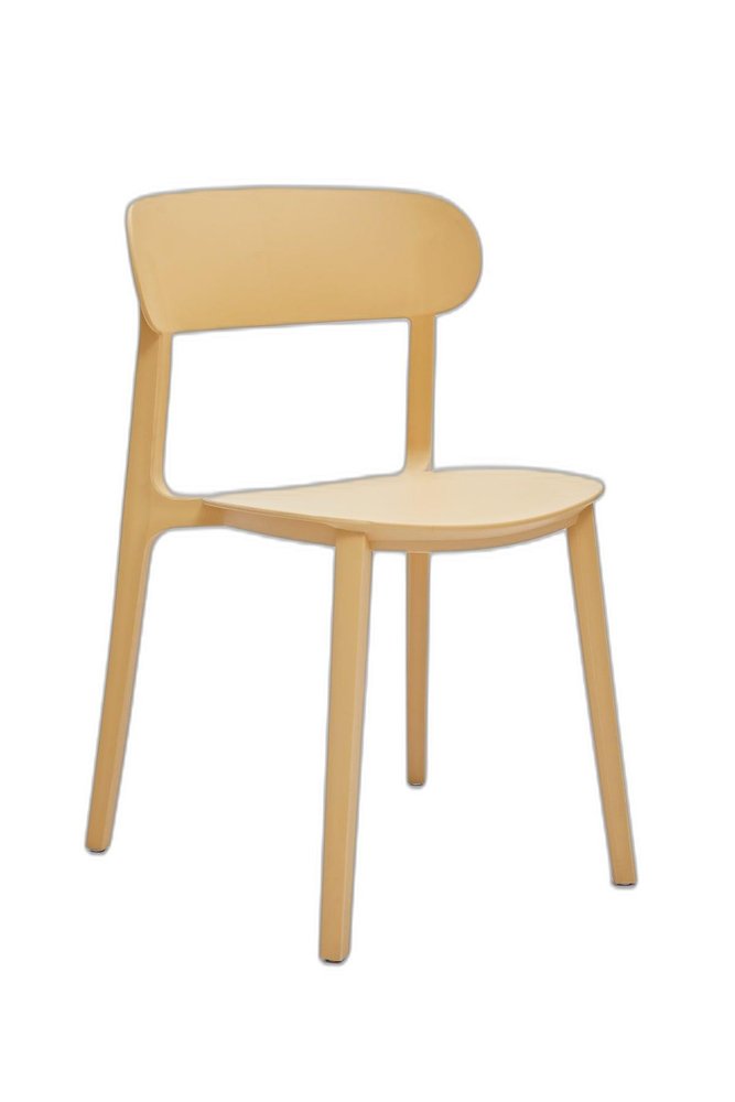 Set of Four Yellow Heavy Duty Plastic Open Back Dining Side Chairs