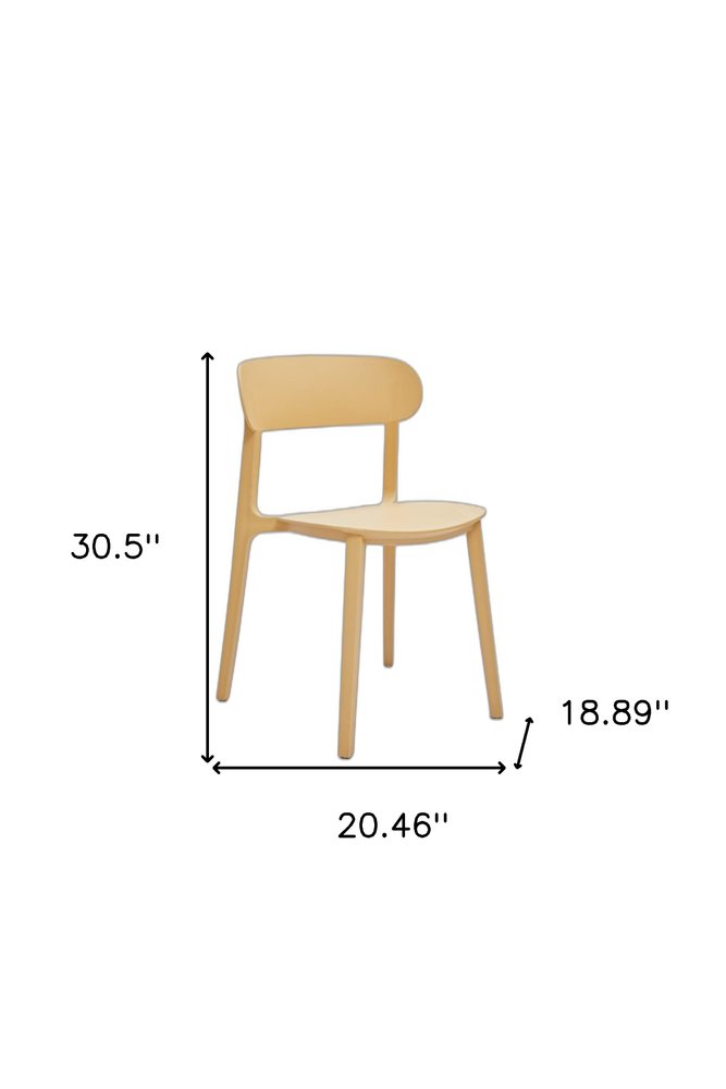 Set of Four Yellow Heavy Duty Plastic Open Back Dining Side Chairs