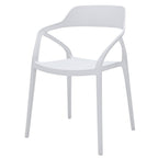 Set of Four White Heavy Duty Plastic Open Back Dining Arm Chairs