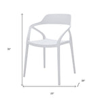 Set of Four White Heavy Duty Plastic Open Back Dining Arm Chairs